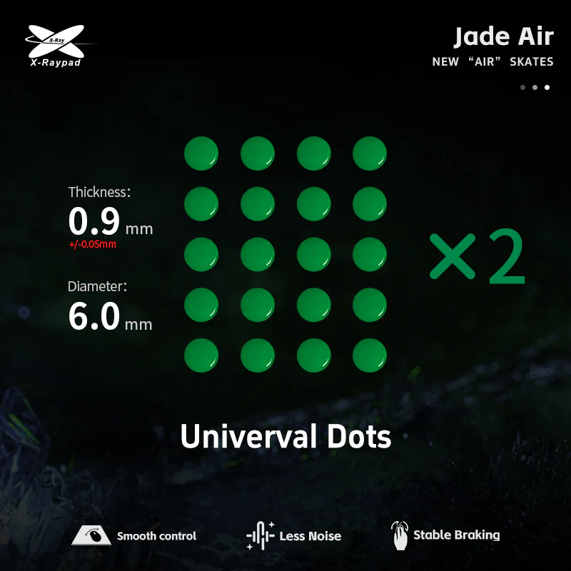 Xraypad Jade Air DIY Mouse Skates – Universal D6mm Dots (green dots)